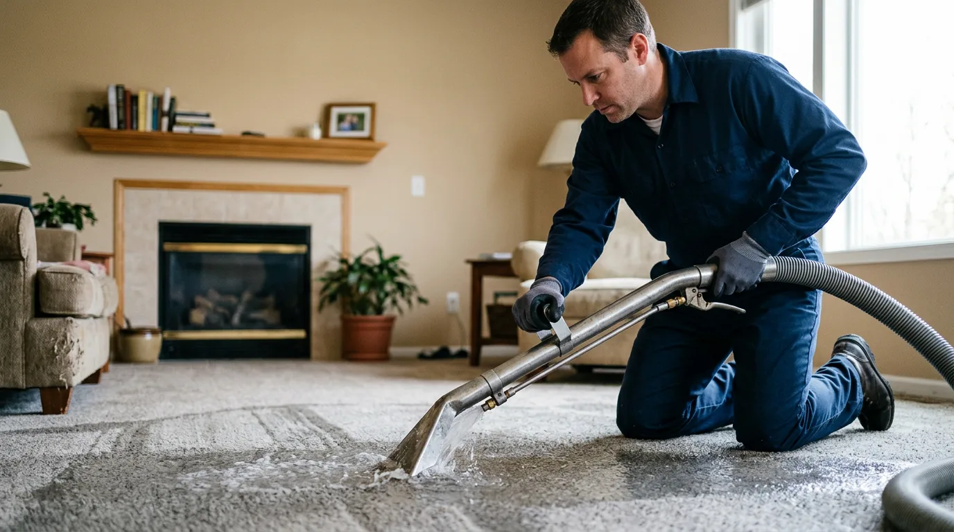 Water damage restoration technician working near Waterville, ME